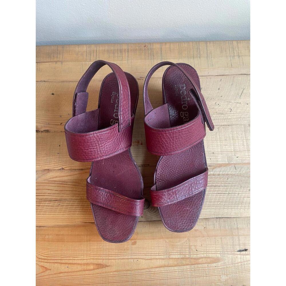 Pedro Garcia Maroon Suede Wedge Platform Sandals (Size 41) - Picture 2 of 8